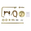 A collection of brass bathroom fixture components laid out on a white background. Podgląd zdjęcia produktu