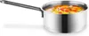 A stainless steel saucepan filled with soup or stew, with visible pieces of vegetables like carrots and peppers. Produktbild-Vorschau