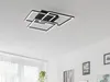 A modern black ceiling light with multiple square frames, illuminated with white LED lights, mounted on a white ceiling. Náhľad obrázku produktu