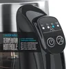Close-up of a black and silver electric kettle's control panel and part of its body, with text overlays describing its features. Anteprima dell’immagine prodotto