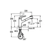 Technical drawing of a faucet with dimensions. Podgląd zdjęcia produktu