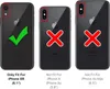 Three iPhone models are shown side-by-side, with checkmarks and crosses indicating compatibility. Produktbild-Vorschau
