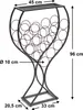 A black metal wine rack with dimensions indicated by measurement lines and text. Produktbild-Vorschau