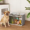 PawHut verhoogde hondenvoerbak met opbergkast, 2 kommen, Productafbeelding-voorbeeld 2