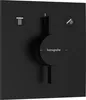 A black Hansgrohe shower control panel with icons for showerhead and hand shower. Produktbild-Vorschau