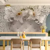 Vlies Fototapete - Lilies and Quilted Background 350x256 cm Produktbild-Vorschau 1