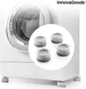 A set of four anti-vibration feet for a washing machine, shown in a close-up inset and also under the machine. Anteprima dell’immagine prodotto