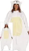 A woman is wearing a white polar bear costume. Anteprima dell’immagine prodotto