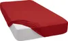 A red fitted sheet is shown on a white mattress. Produktbild-Vorschau
