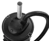 Close-up view of the top of a black vacuum cleaner, showing the handle, hose connection, and an aluminum pipe. Produktbild-Vorschau