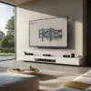 A modern living room with a large TV mounted on the wall above a media console, showcasing a TV wall mount. Anteprima dell’immagine prodotto
