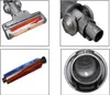 A collage of four close-up images showing different parts of a vacuum cleaner attachment. Produktbild-Vorschau