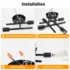 Four-panel image showing the installation steps for a black ceiling light fixture. Voir les images du produit