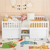 A child's bedroom with a white wooden bed, decorated with colorful toys and a rug. Anteprima dell’immagine prodotto