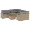 9-tlg. Garten-Sofagarnitur mit Kissen Beige Poly Rattan Produktbild-Vorschau 2