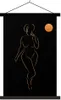 MuchoWow® Textilposter Frau - Mond - Schwarz und Gold - Produktbild-Vorschau 1