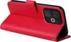 A red flip phone case is shown from a side angle, with the front cover open and the phone inside. Produktbild-Vorschau