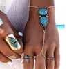 Damen Boho Retro Promi Türkis Sklavenkette Ring Armband Produktbild-Vorschau 2