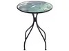 A round table with a leaf pattern on the tabletop and a black metal base. Náhľad obrázku produktu