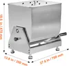 A stainless steel meat mixer with dimensions indicated. Anteprima dell’immagine prodotto