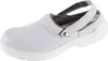A white clog shoe with a gray interior and a white sole, shown from a side angle against a white background. Produktbild-Vorschau
