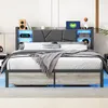 Łóżko podwójne 140x200 cm, metalowe, z oświetleniem LED i Podgląd zdjęcia produktu 8