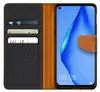 A flip case wallet for a Huawei P40 Lite phone, showing the inside with card slots and the phone screen. Produktbild-Vorschau