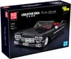 The image shows the packaging of a building block toy set depicting a black convertible car. Produktbild-Vorschau