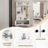 A collage of images showcasing a white entryway storage unit with various details highlighted. Náhled obrázku produktu