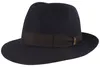 Borsalino edler Fedora Haarfilzhut mit mittelbreiter Krempe in blau