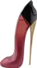 Eleganter High-Heel-Flakon mit pinkem Glitzerverlauf, goldener Absatz und schwarzer Kappe – Carolina Herrera Very Good Girl Glam. Podgląd zdjęcia produktu