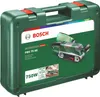 The image shows the green plastic case of a Bosch PBS 75 AE belt sander. The case has the Bosch logo and product details printed on it. Podgląd zdjęcia produktu