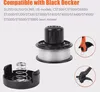 A product image showing a string trimmer spool and its components, along with diagrams of trimmer heads. Náhled obrázku produktu