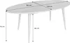 A diagram showing the dimensions of an oval dining table. Produktbild-Vorschau