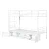 A white metal bunk bed with storage underneath, shown against a white background. Anteprima dell’immagine prodotto