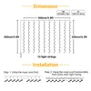 Diagram showing the dimensions and installation steps for a string of lights. Produktbild-Vorschau