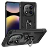 A black protective phone case with a ring stand is shown from multiple angles, with a phone screen visible in the background. Náhľad obrázku produktu