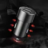 A car charger with multiple USB ports and cigarette lighter sockets, shown plugged into a car's cigarette lighter socket. Red arrows indicate power flow or features. Produktbild-Vorschau