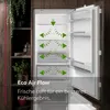 An open refrigerator with green arrows indicating air flow, and text describing the feature. Produktbild-Vorschau