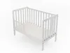 A white baby crib with a mattress on a white background. Anteprima dell’immagine prodotto