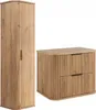 A tall cabinet and a chest of drawers made of wood with a ribbed texture. Náhled obrázku produktu