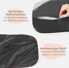 Close-up shots of dark gray plush bedding, highlighting a hidden zipper and fabric texture, with accompanying German text describing product features. Náhled obrázku produktu