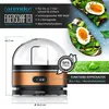 A collage showing an egg cooker and avocado toast. Produktbild-Vorschau