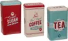 Three decorative metal tins for storing coffee, tea, and sugar. Produktbild-Vorschau