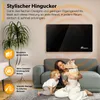 A family with a dog relaxing in a living room with a wall-mounted heater. Produktbild-Vorschau