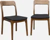 Two vintage-style chairs with wooden frames and dark fabric seats are shown against a white background. Produktbild-Vorschau