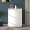 The Living Store Schuhschrank Weiß 60x35x80 cm Massivholz Produktbild-Vorschau 1
