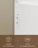 A close-up of electrical outlets and USB ports integrated into a white piece of furniture, with accompanying icons and text detailing their specifications. Voir les images du produit
