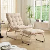 Patio Loungesessel mit Fu?hocker - Beige - verstellbare Produktbild-Vorschau 1