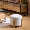 Pouf Bouclé Ø 37,5 cm mit Beinen aus Bambus Produktbild-Vorschau 4